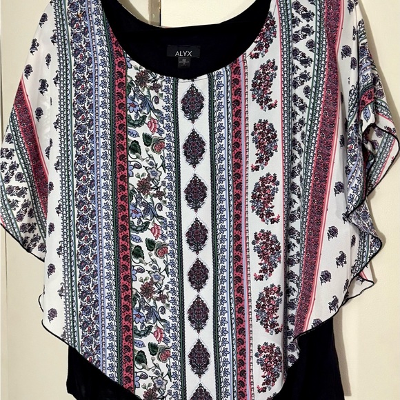 Alyx Tops - Alyx Red and Blue Shrug top with Flowing Sleeves
